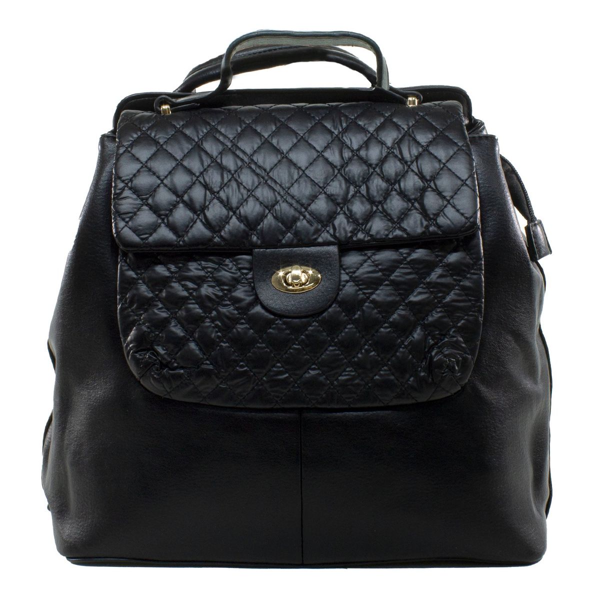 MAILEA - Mochila ecocuero grande acolchada para mujer negro