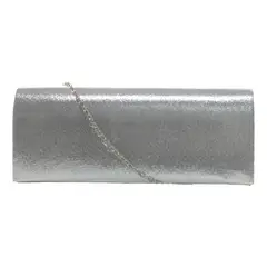 MAILEA - Cartera tela noche grande lisa para mujer plata
