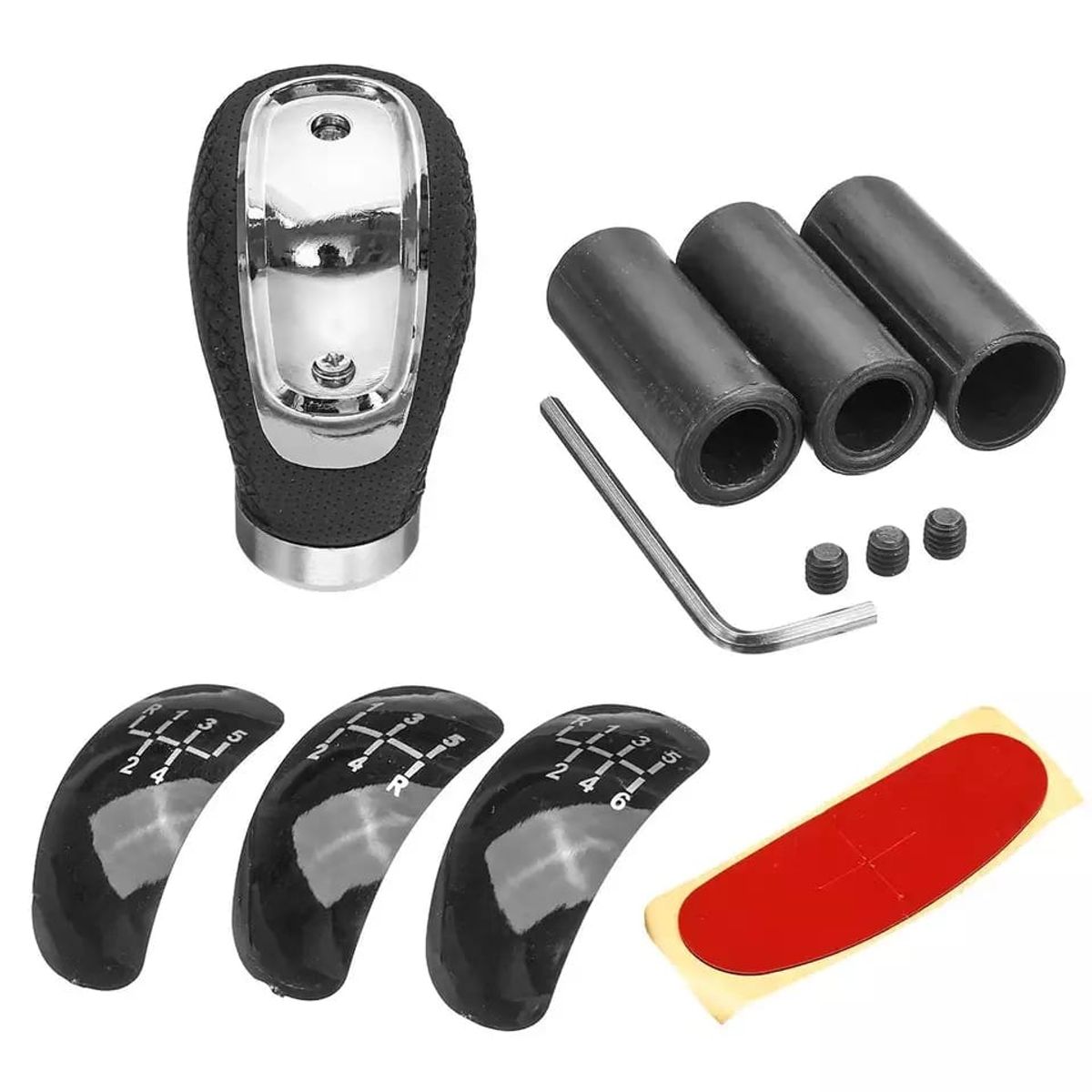 GENERICO - Pomo perilla palanca cambios eco cuero negro costuras NEGRA