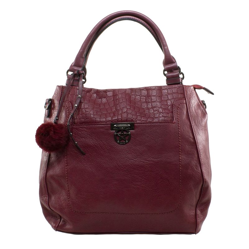 MAILEA - Cartera ecocuero piel cocodrilo para mujer burdeo