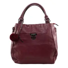 MAILEA - Cartera ecocuero piel cocodrilo para mujer burdeo