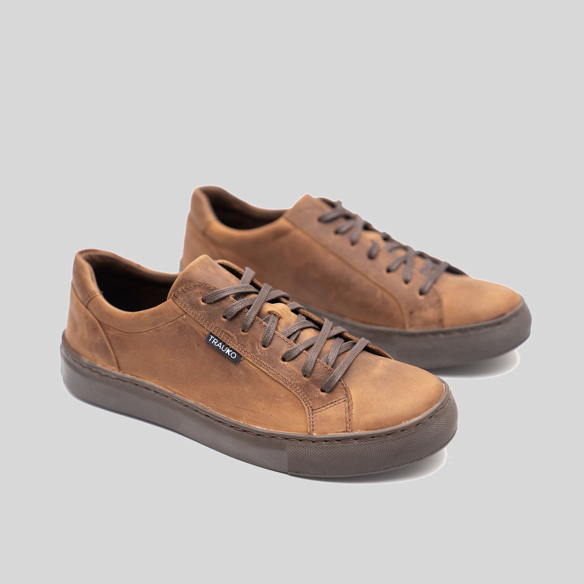 TRAUKO - Zapatilla Hombre Cuero Café  Trauko Oxford