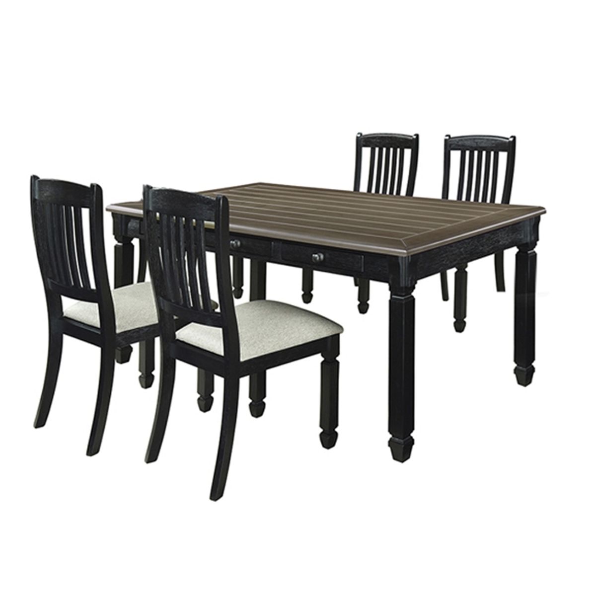 MSA MUEBLES SANTA ANA - Juego de Comedor 4 Sillas Vermont Old Black