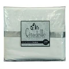 CITADELLE - Set Sábanas Broderie 200 Hilos Blanco, 1,5 Plazas