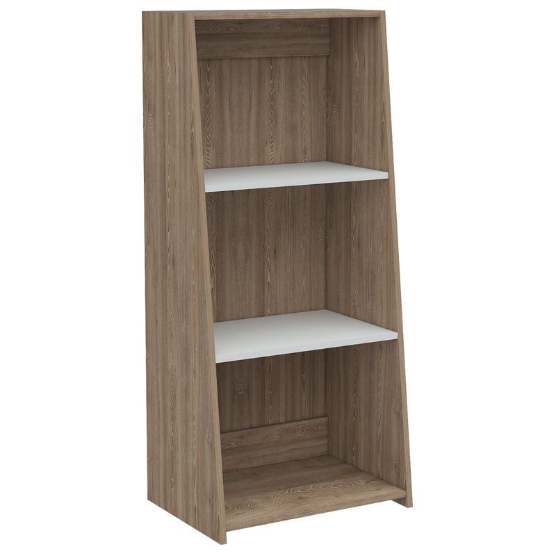 FMFURNITURE - Biblioteca - Blanco y Café Claro 120x53.1x37.9 cm