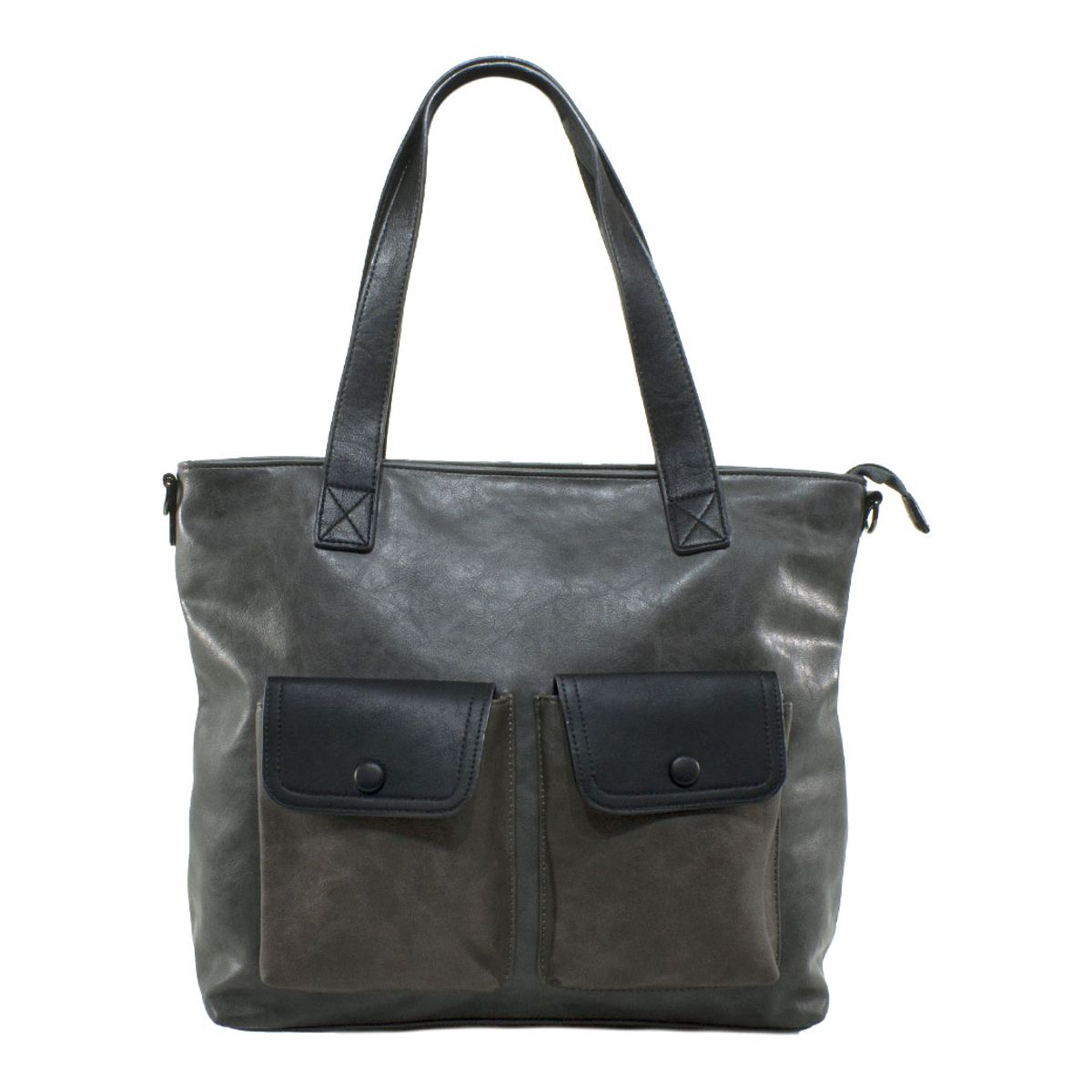 MAILEA - Cartera ecocuero 2 bolsillo iguales para mujer gris