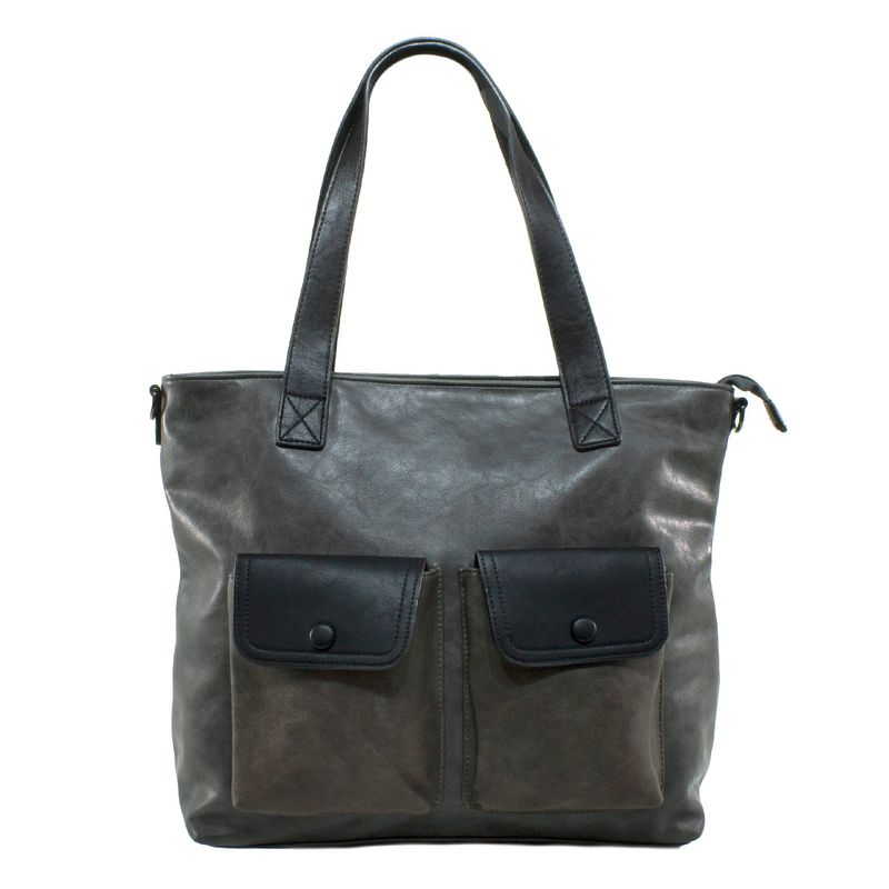 MAILEA - Cartera ecocuero 2 bolsillo iguales para mujer gris