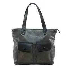 MAILEA - Cartera ecocuero 2 bolsillo iguales para mujer gris