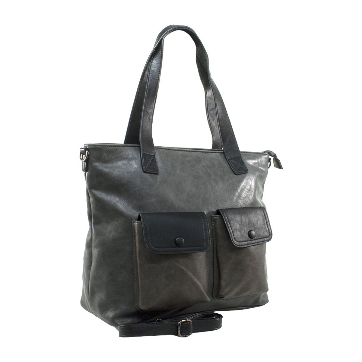 MAILEA - Cartera ecocuero 2 bolsillo iguales para mujer gris