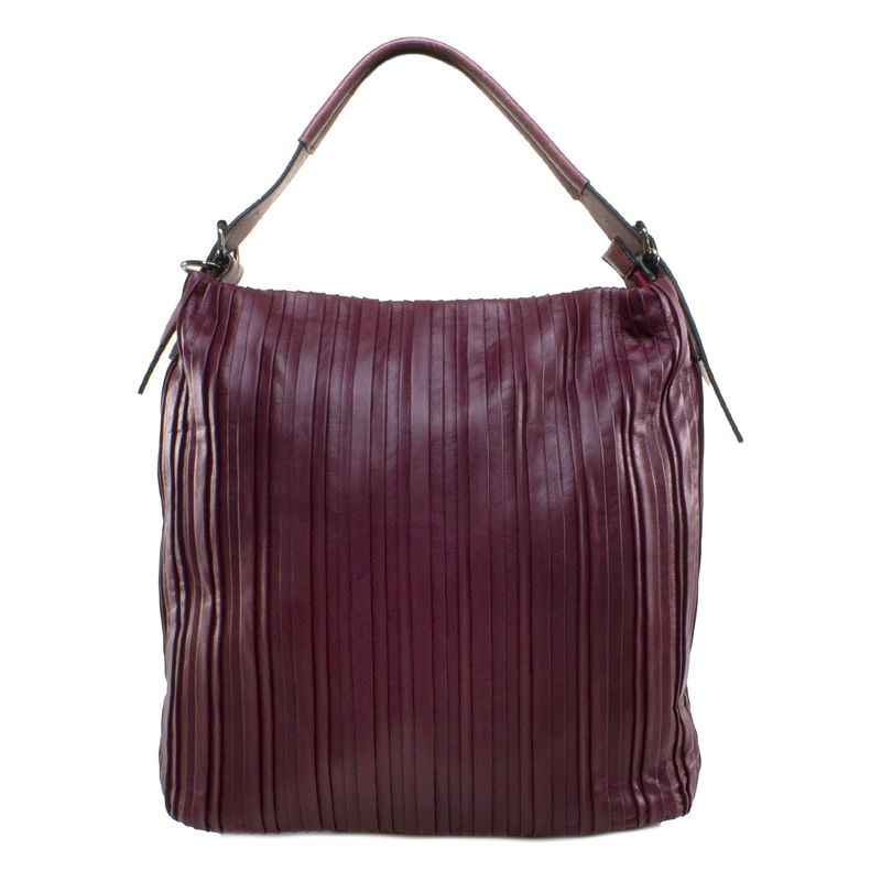MAILEA - Cartera ecocuero con cortes verticales para mujer burdeo