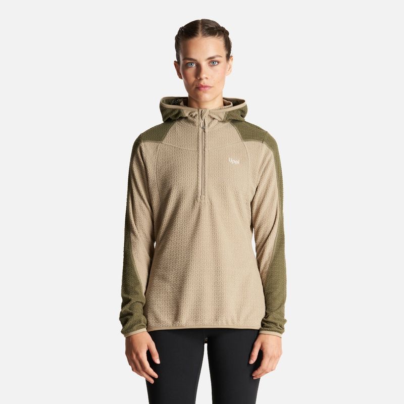 LIPPI - Poleron Mujer Jacaranda Nano-F 14 Zip Hoody Verde Grisaceo Lippi.-