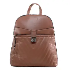 MAILEA - Mochila ecocuero bolsillo acolchada para mujer rosado