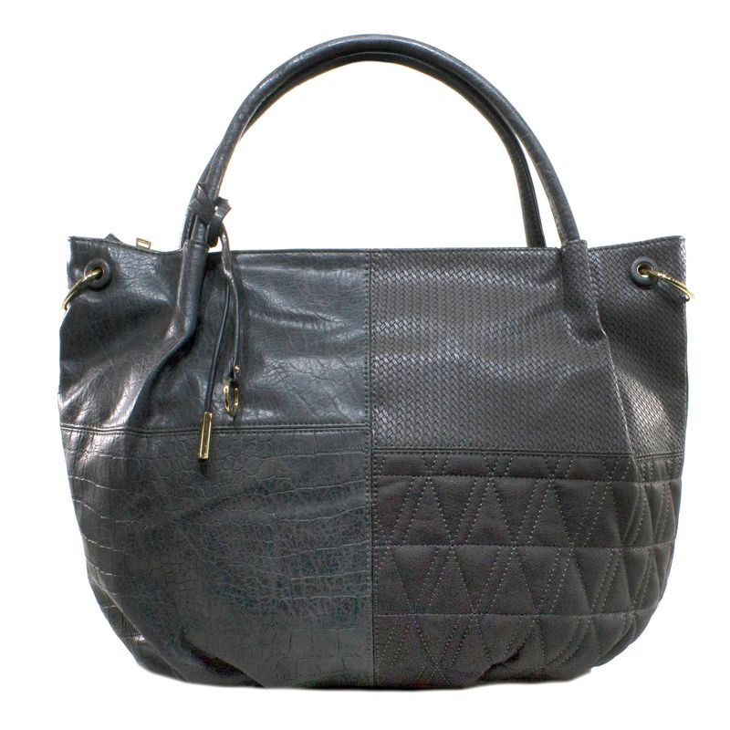 MAILEA - Cartera ecocuero patch 2 manillas para mujer gris