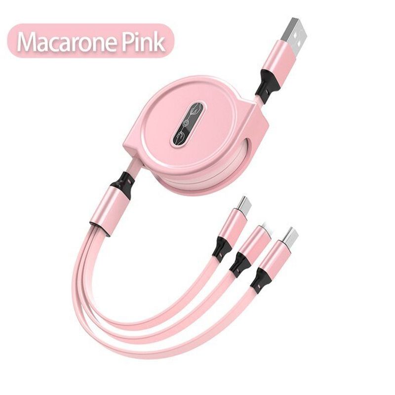 GENERICO - Cable Cargador Retractil 3 en 1 [micro, tipo C y Lightining]