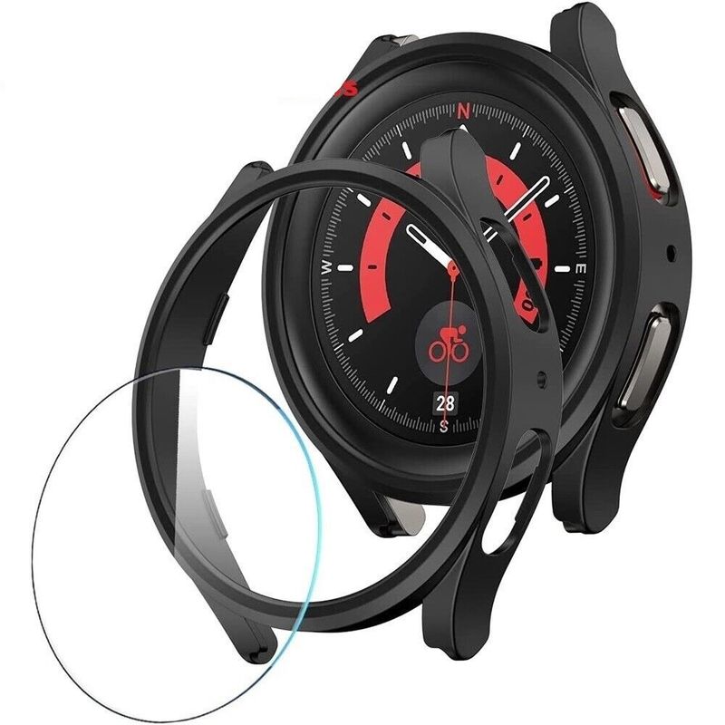 GENERICO - Protector + 3 Láminas Vidrio Para Galaxy Watch 5 Pro 45mm Negro