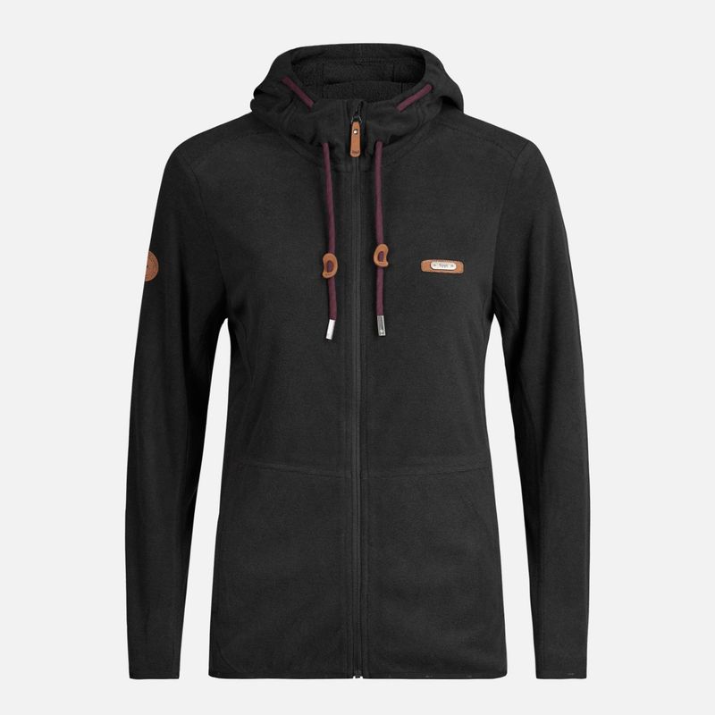 LIPPI - Poleron Mujer Stripes Nano-F Full Zip Hoody Negro Lippi