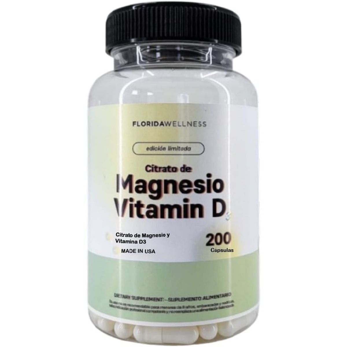 NATURAL FARM - Citrato De Magnesio + Vitamina D3 Nf 1 Frasco 200 Capsulas