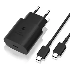 SAMSUNG - Cargador Super Carga Rapida Cable Tipo C 25w Original Negro