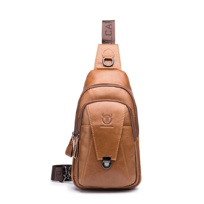 PUREPOWER - Bolso bandolera de cuero genuino para hombre en el pecho