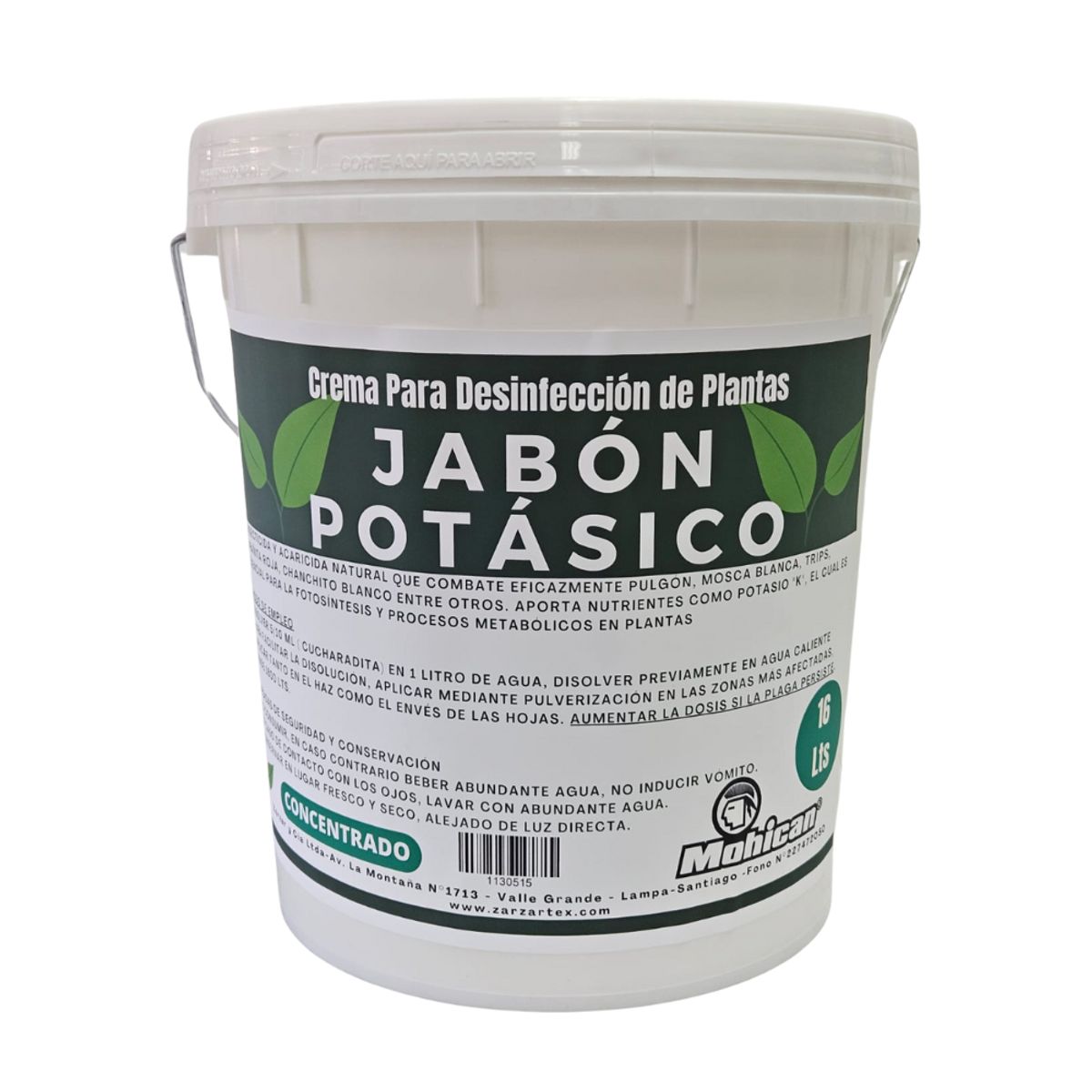 MOHICAN - JABON POTÁSICO EN CREMA CONCENTRADO 16 LTS (RINDE 1600 LTS)