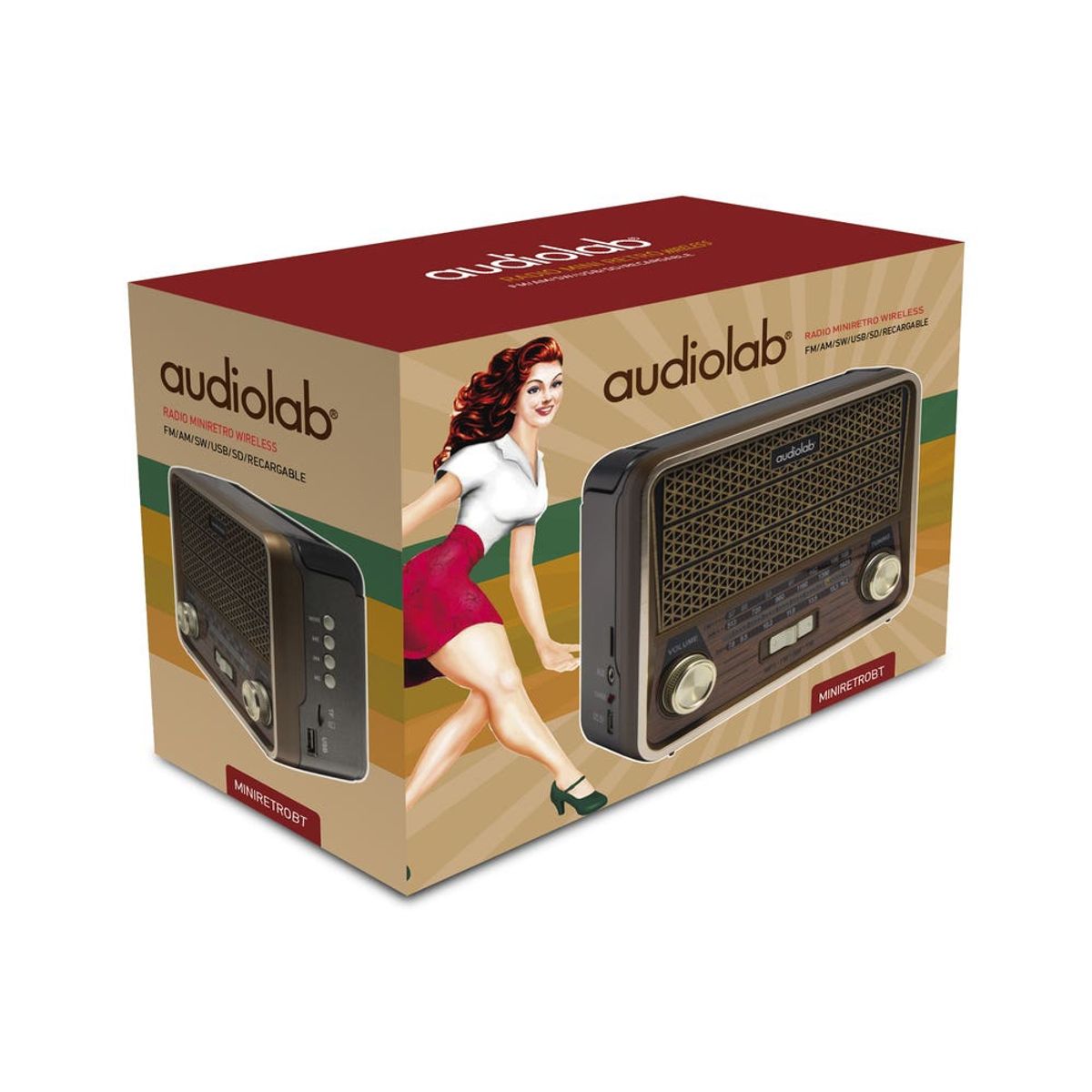 AUDIOLAB - RADIO MINIRETRO BLUETOOTH - HOGAR - AUDIO