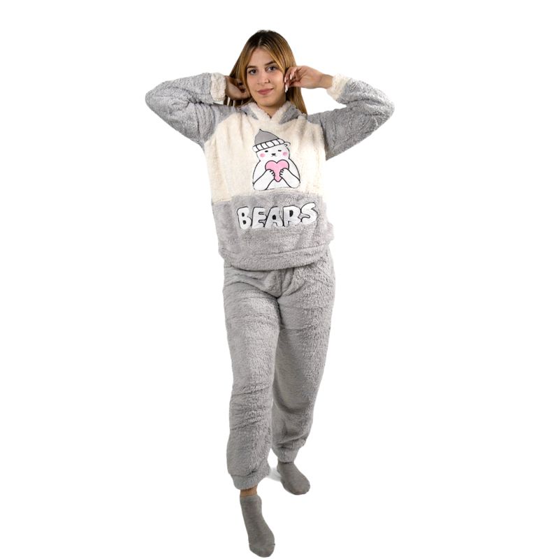 MEDIA LUNA - Pijama Mujer Polar Sherpa Diseño con Capucha