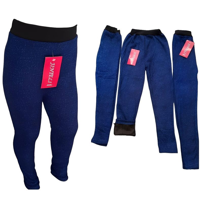 AGW - Pack 3 Calzas Niña Azul Forrada Polar