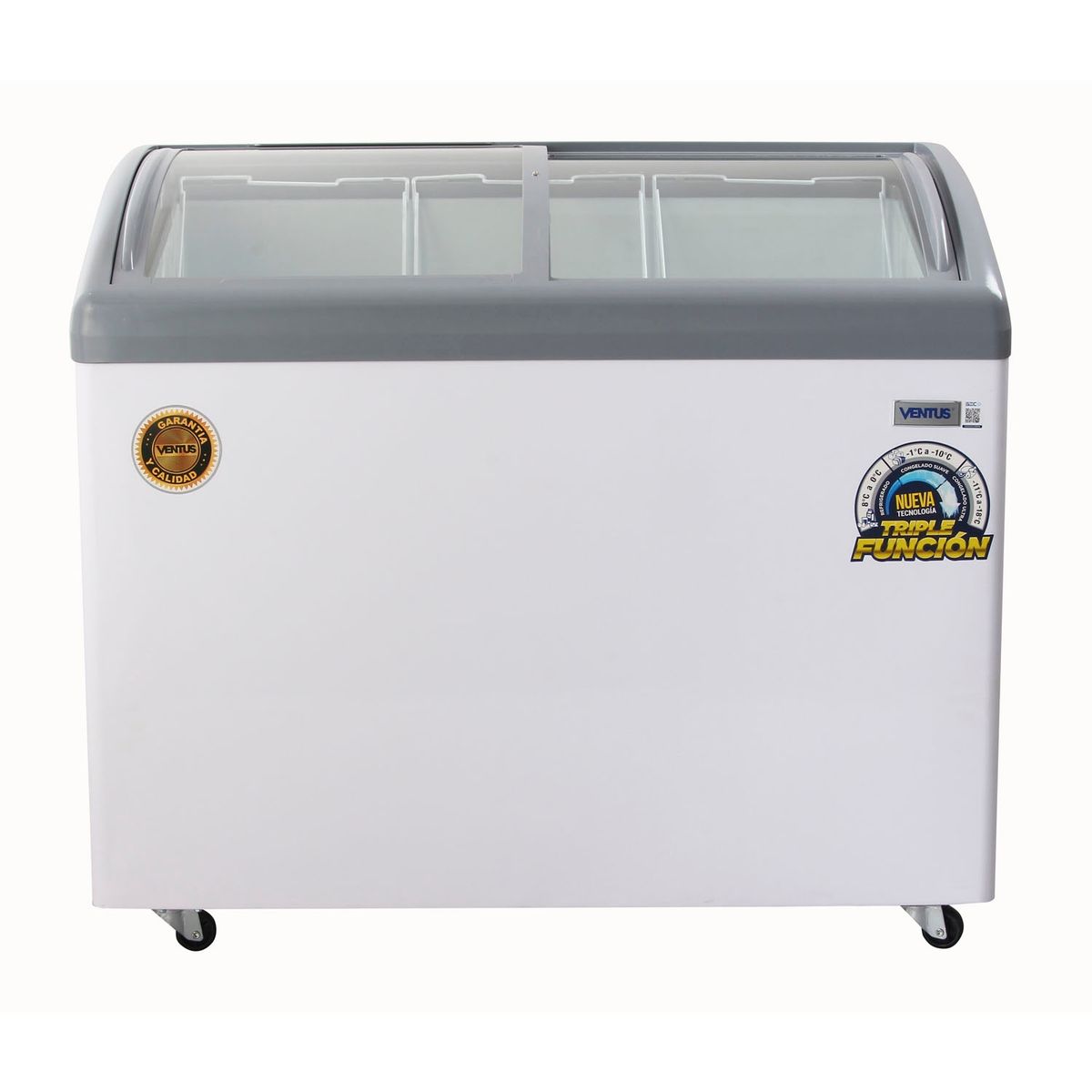 VENTUS - Conservadora Ventus Triple Función Tapa de Vidrio Curvo CTV340C