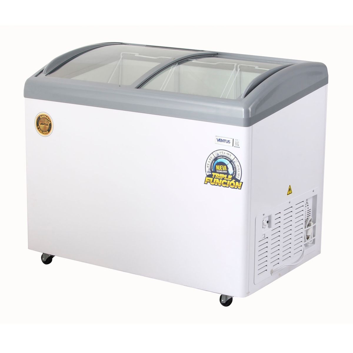 VENTUS - Conservadora Ventus Triple Función Tapa de Vidrio Curvo CTV340C