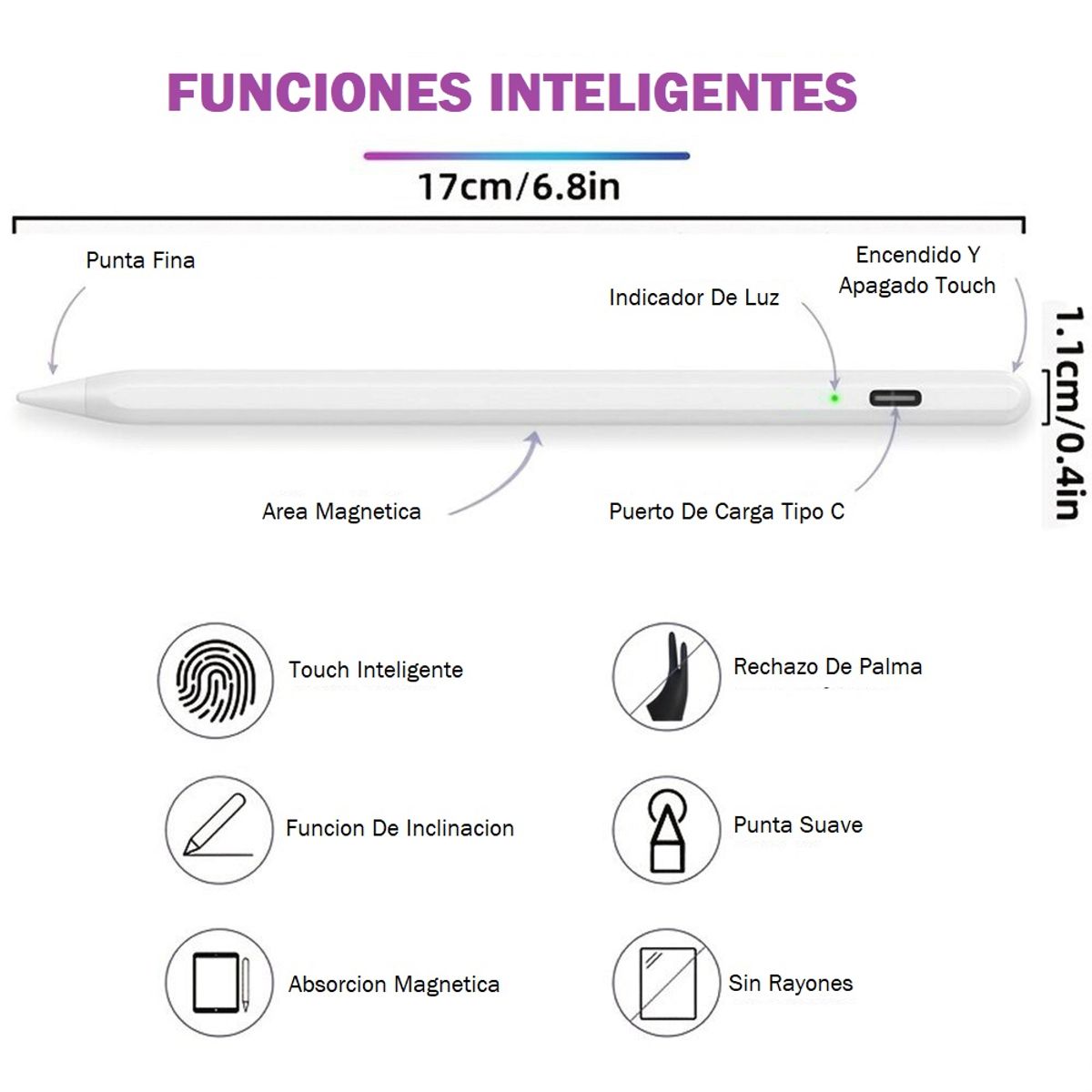 GENERICO - Lapiz Pencil Stylus Para Apple Ipad 11 (A16)  / Air / 10.2 / Pro 11 / mini 109 102