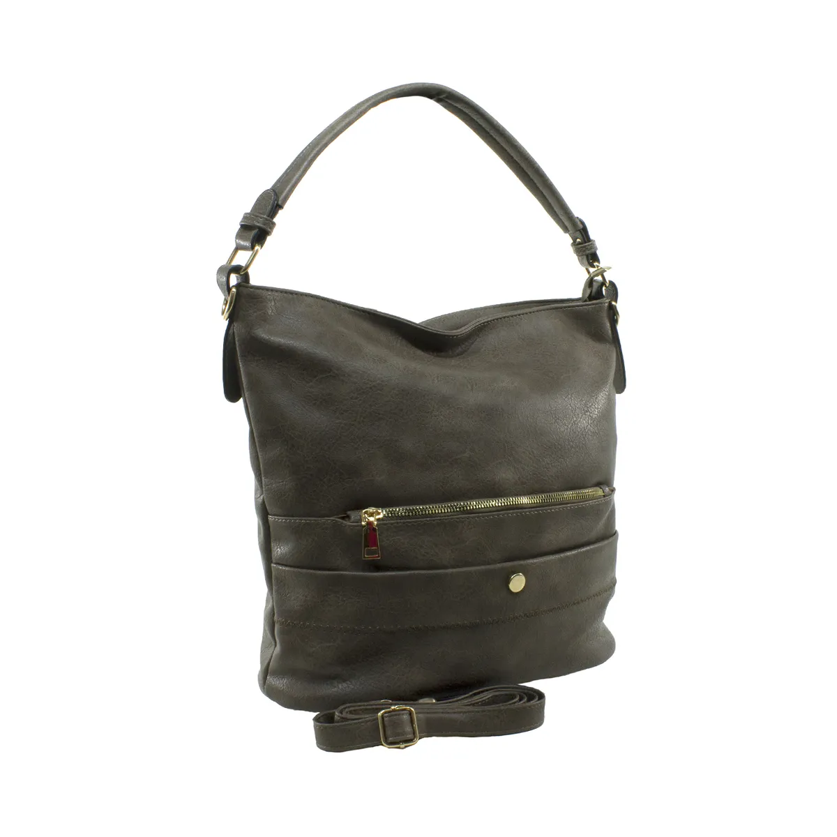 MAILEA - Cartera ecocuero bote cierre inferior para mujer taupe