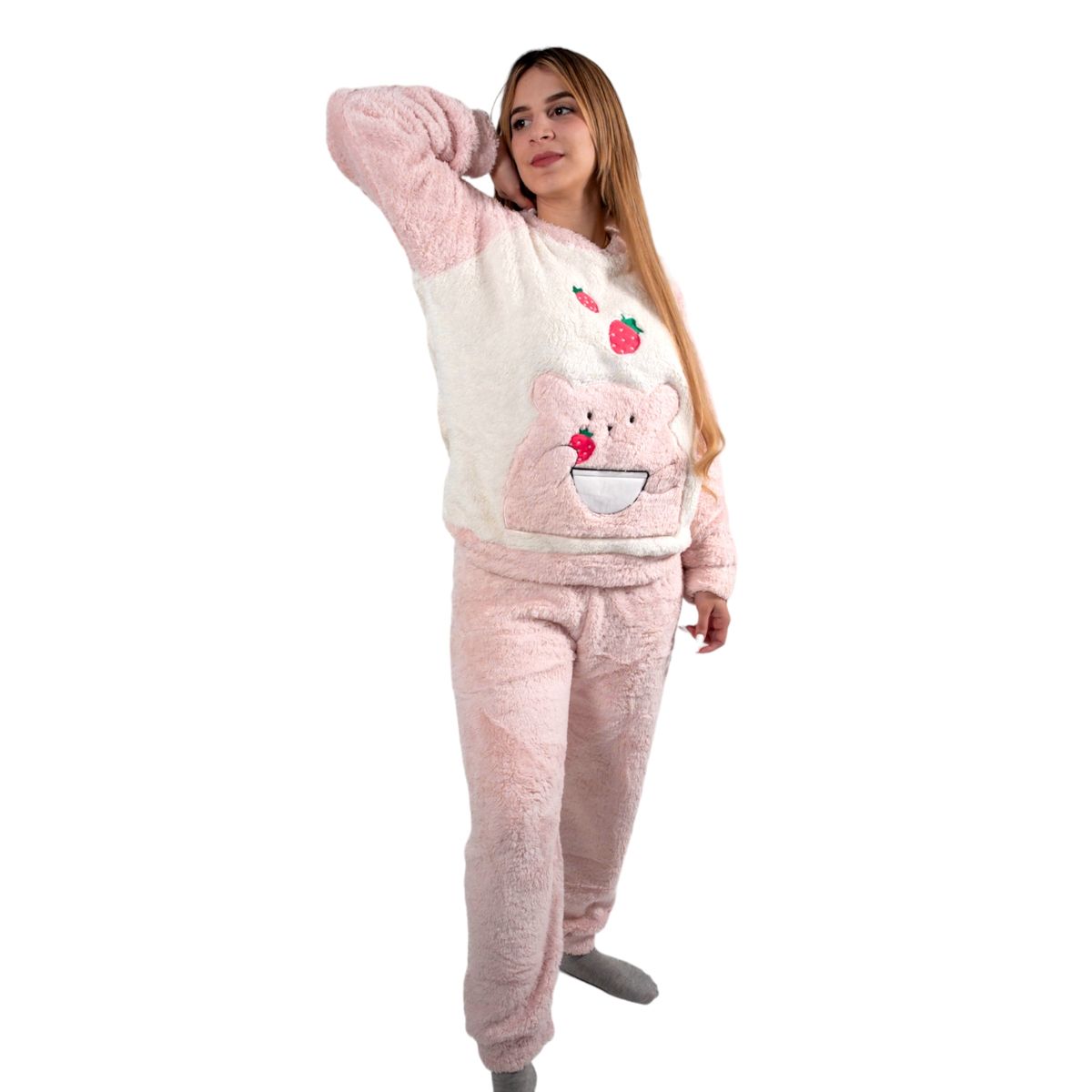 MEDIA LUNA - Pijama Mujer Polar Sherpa Diseño Fruti Osito