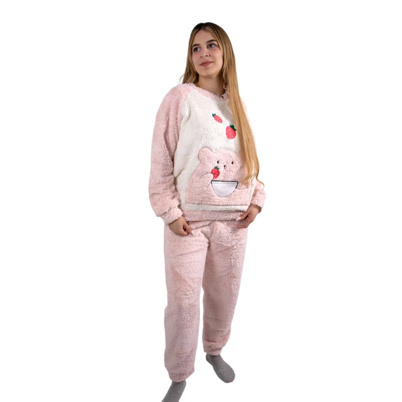 MEDIA LUNA - Pijama Mujer Polar Sherpa Diseño Fruti Osito