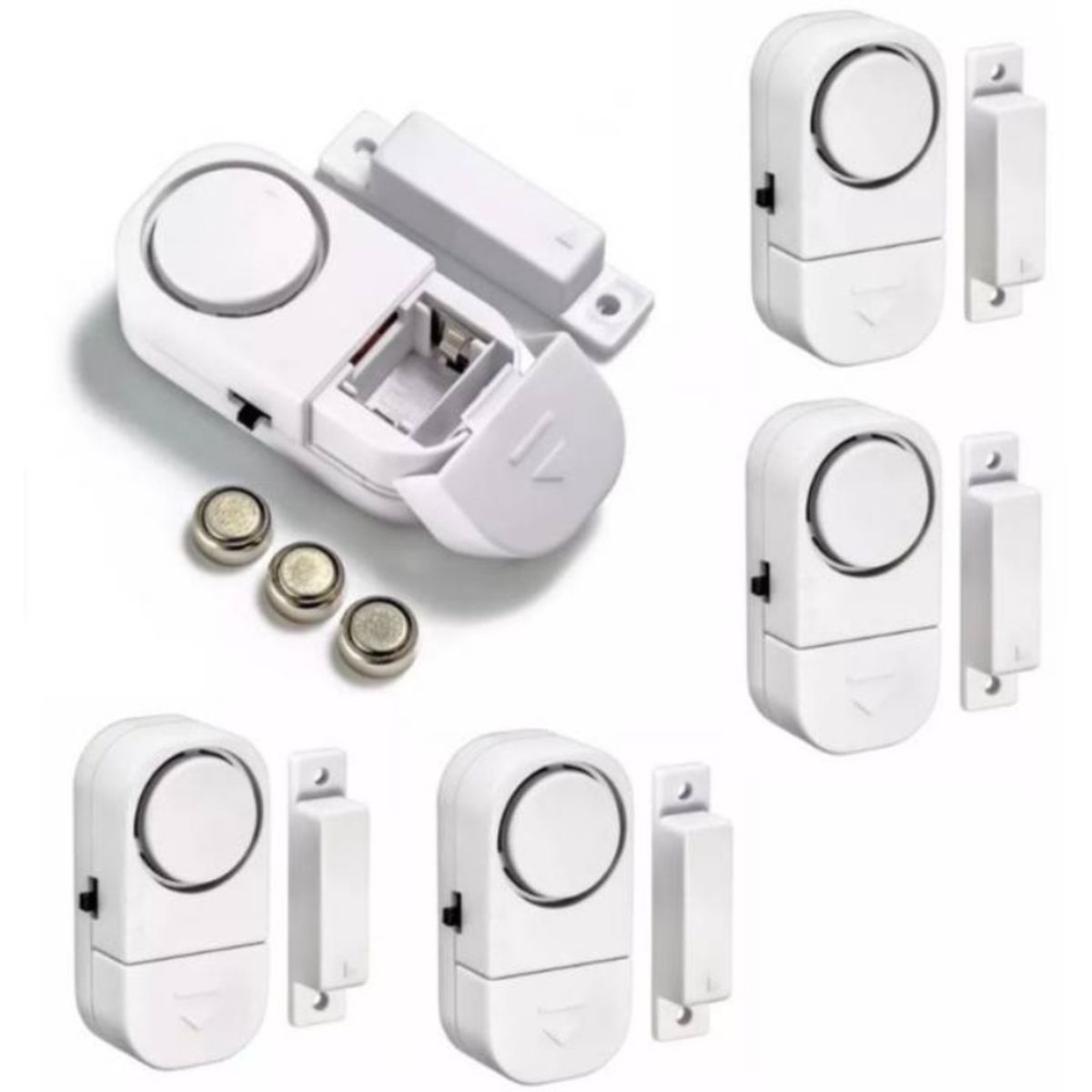 GENERICO - Pack 5 Alarmas Sensor Magnético Para Puertas Y Ventanas 90db
