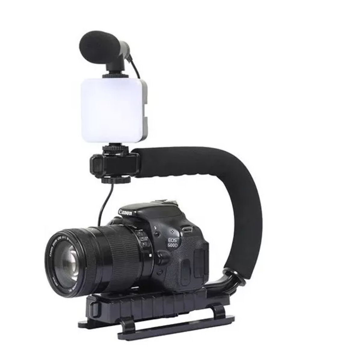 GENERICO - Estabilizador Celular Camara Gopro Con Microfono Y Luz