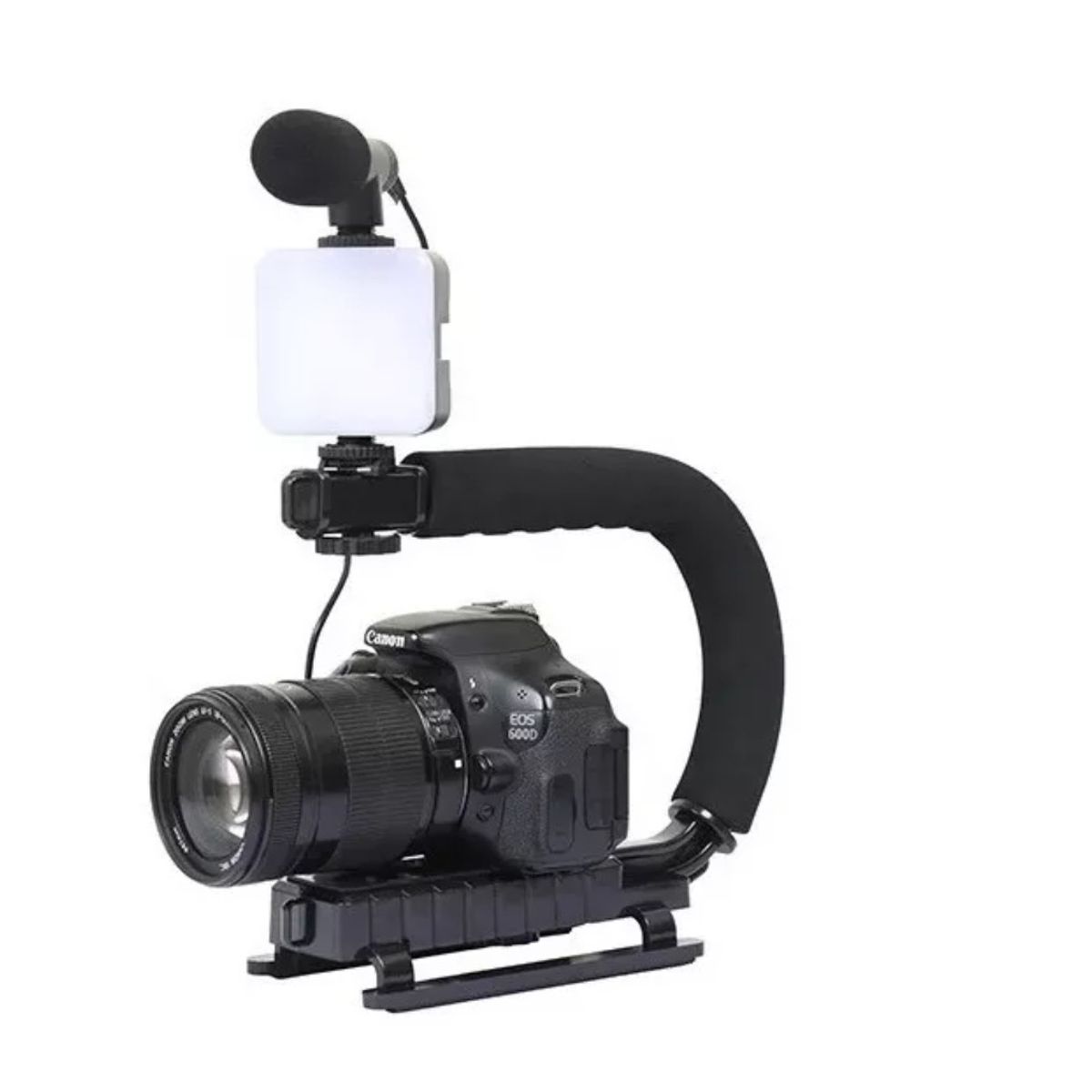 GENERICO - Estabilizador Celular Camara Gopro Con Microfono Y Luz