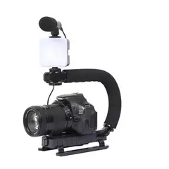 GENERICO - Estabilizador Celular Camara Gopro Con Microfono Y Luz