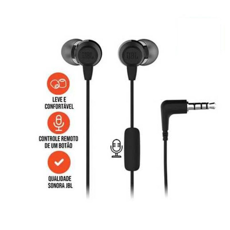 GENERICO - AUDIFONOS MANOS LIBRE JBLC50HI  NEGRO JACK 3.5