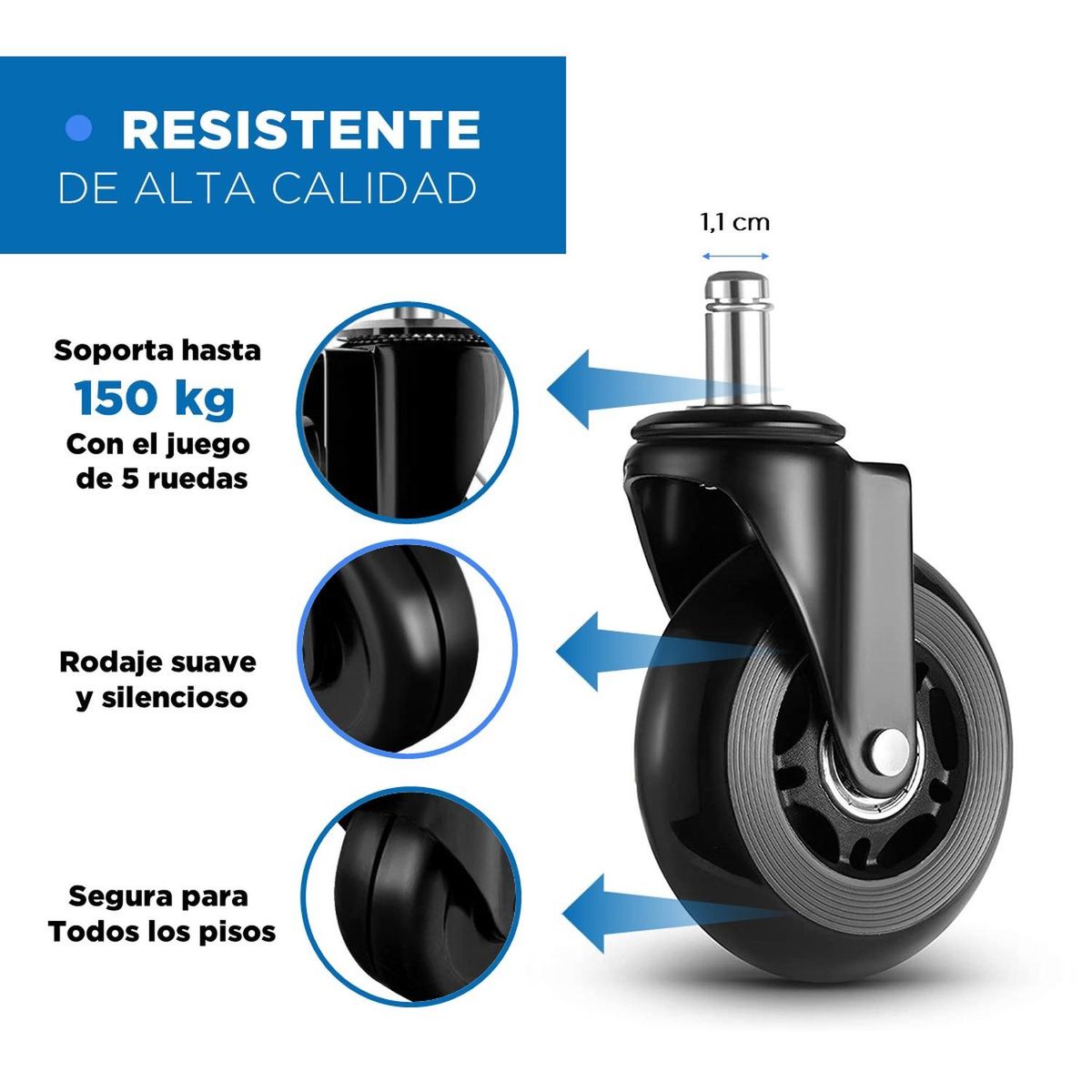 LINKON - Ruedas Para Silla Escritorio Tipo Roller Set X5 Universales