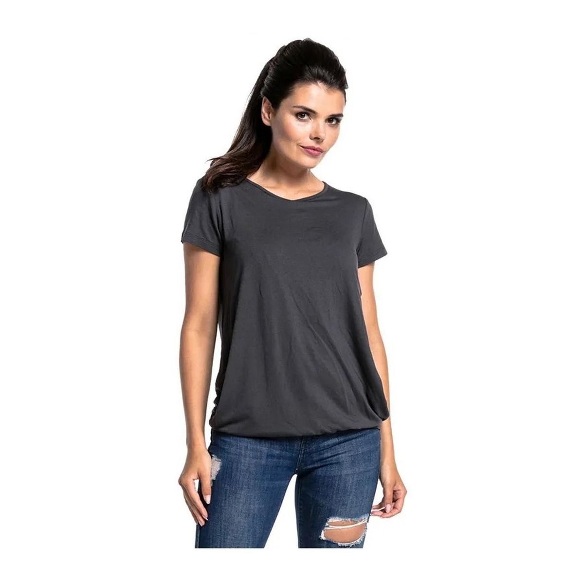 KIVARA - Polera Lactancia Maternidad Manga Corta Gris - Gris
