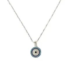 ANDREA COGGIOLA JOYAS - Collar Ojo Turco Circón Azul Celeste Plata Fina 925