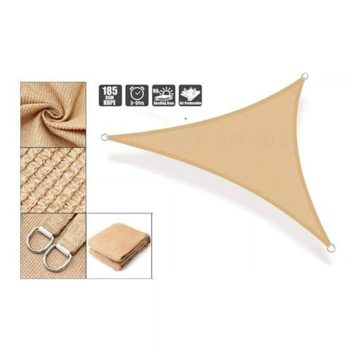 GENERICO - Toldo Vela Sombra Medida 5x5x5 Triangular