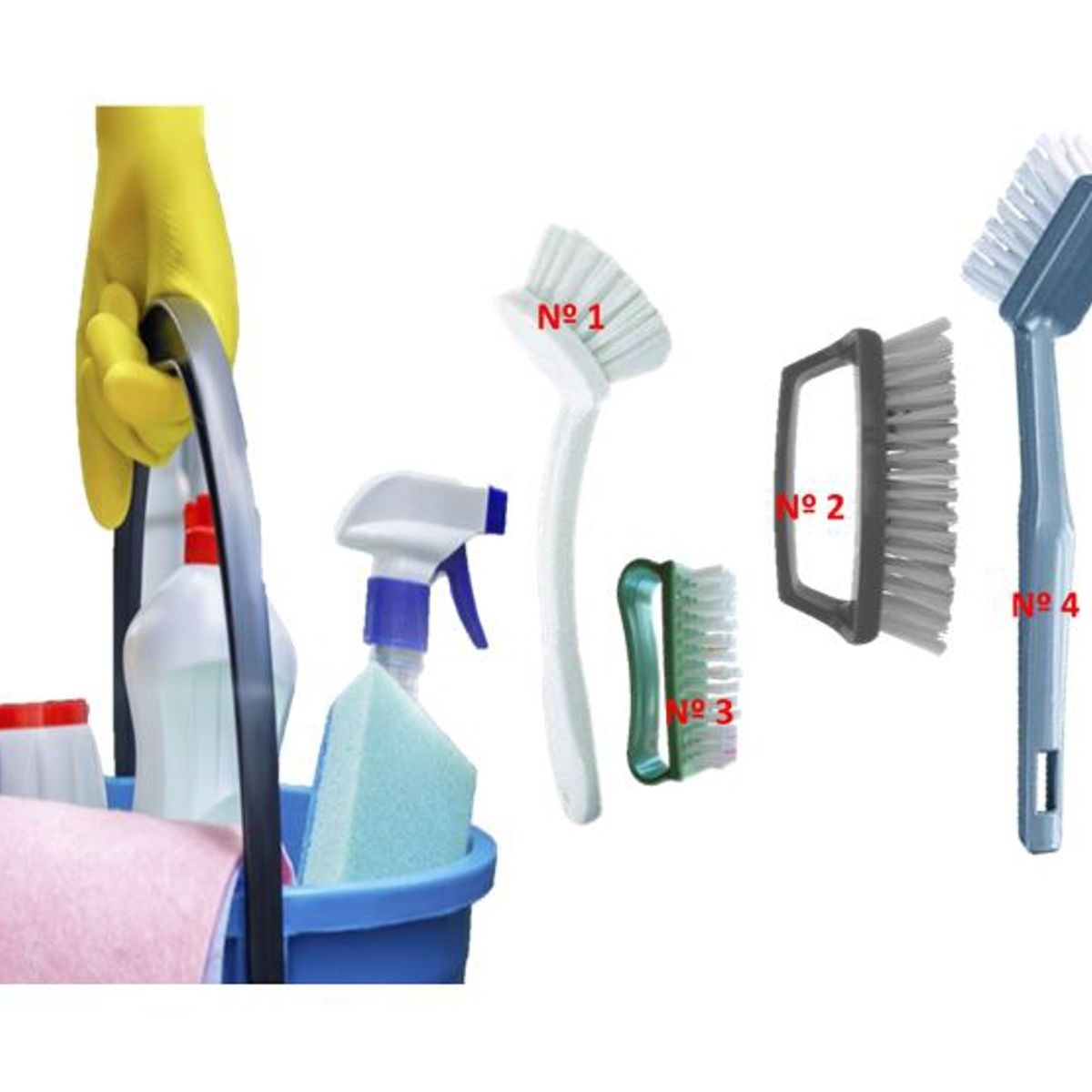 GENERICO - Set 4 Escobillas Multiuso Cocina Baño Limpieza Desinfeccion