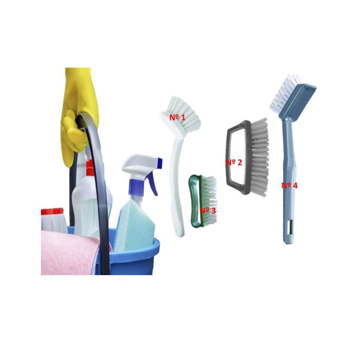 GENERICO - Set 4 Escobillas Multiuso Cocina Baño Limpieza Desinfeccion