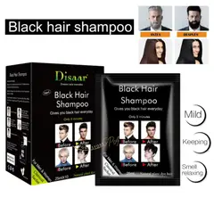 DISAAR - Shampoo Colorante Negro Para Cubrir Canas En 5 Minutos