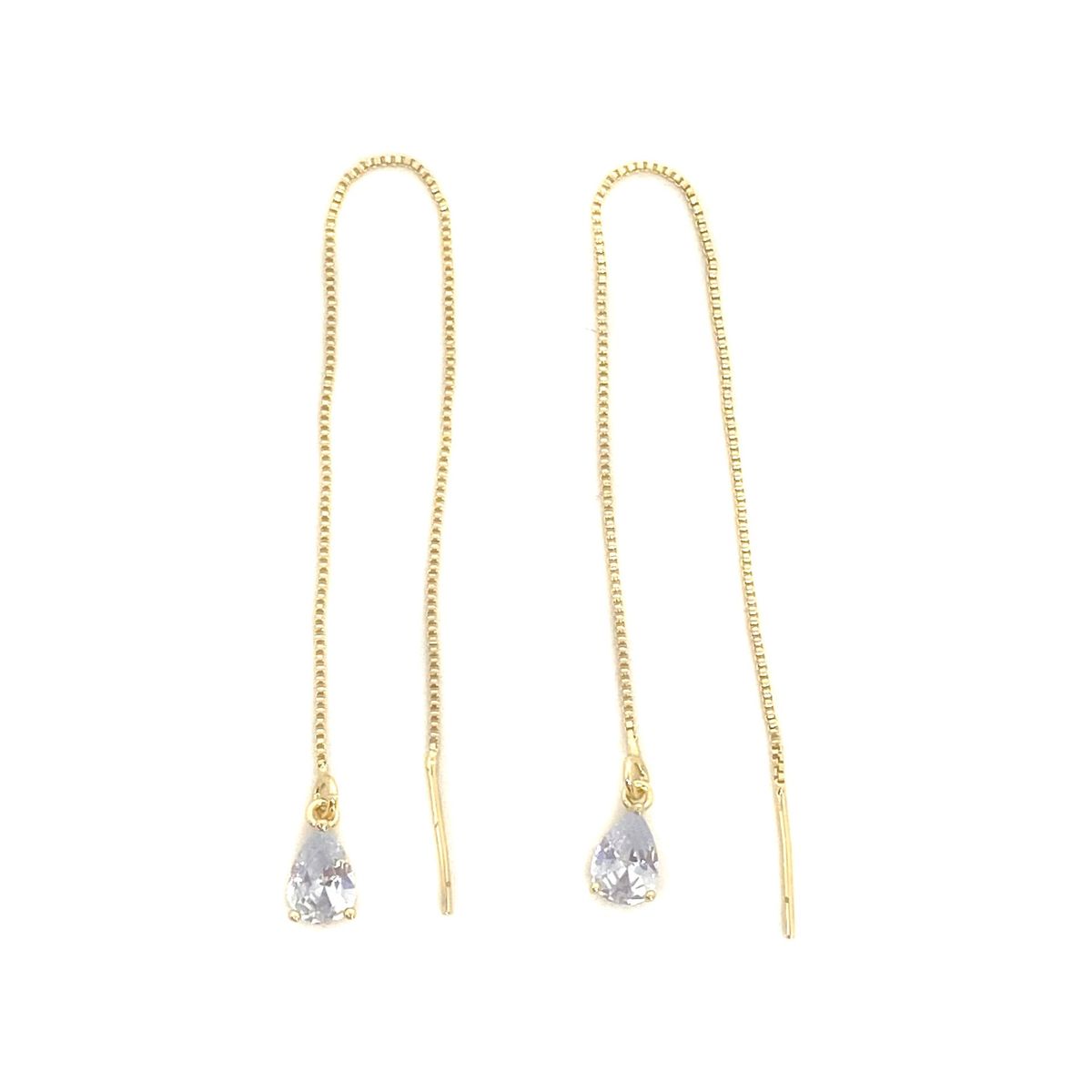COGGIOLA - Aros Cadena Colgante Gota Blanco Enchapado Oro 18K