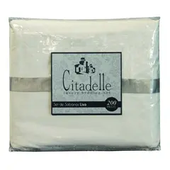 CITADELLE - Set Sábanas Lisas 200 Hilos Blanco, Super King