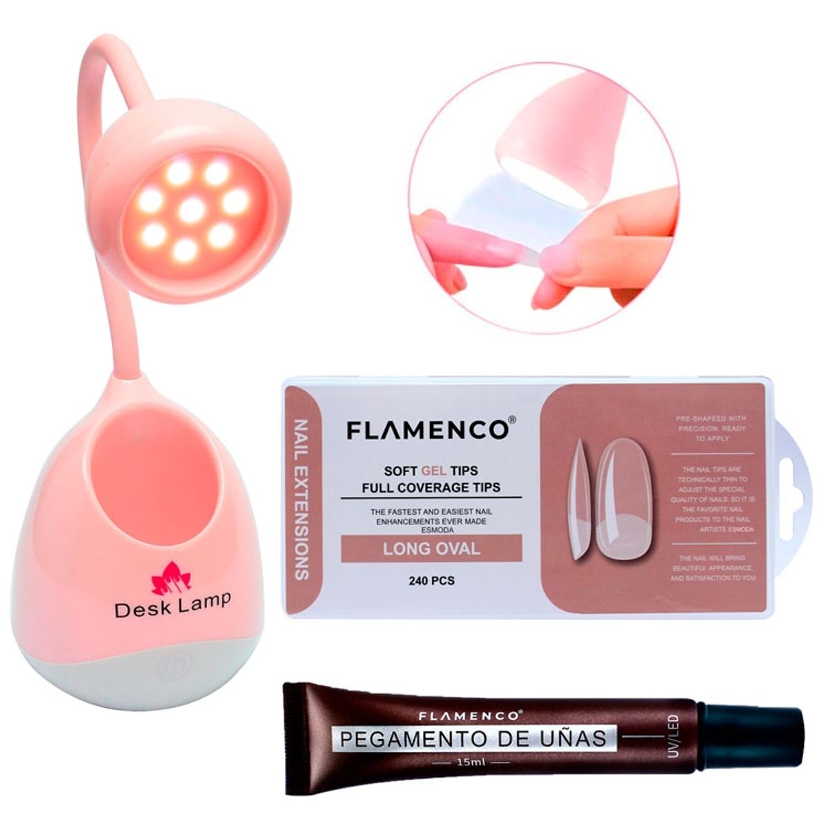 GENERICO - Kit Para Uñas Soft Gel Oval  Lampara Inalámbrica Led Uv