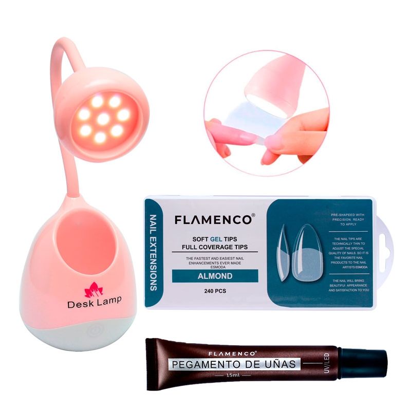 GENERICO - Kit Para Uñas Soft Gel Almond  Lampara Inalámbrica Led Uv