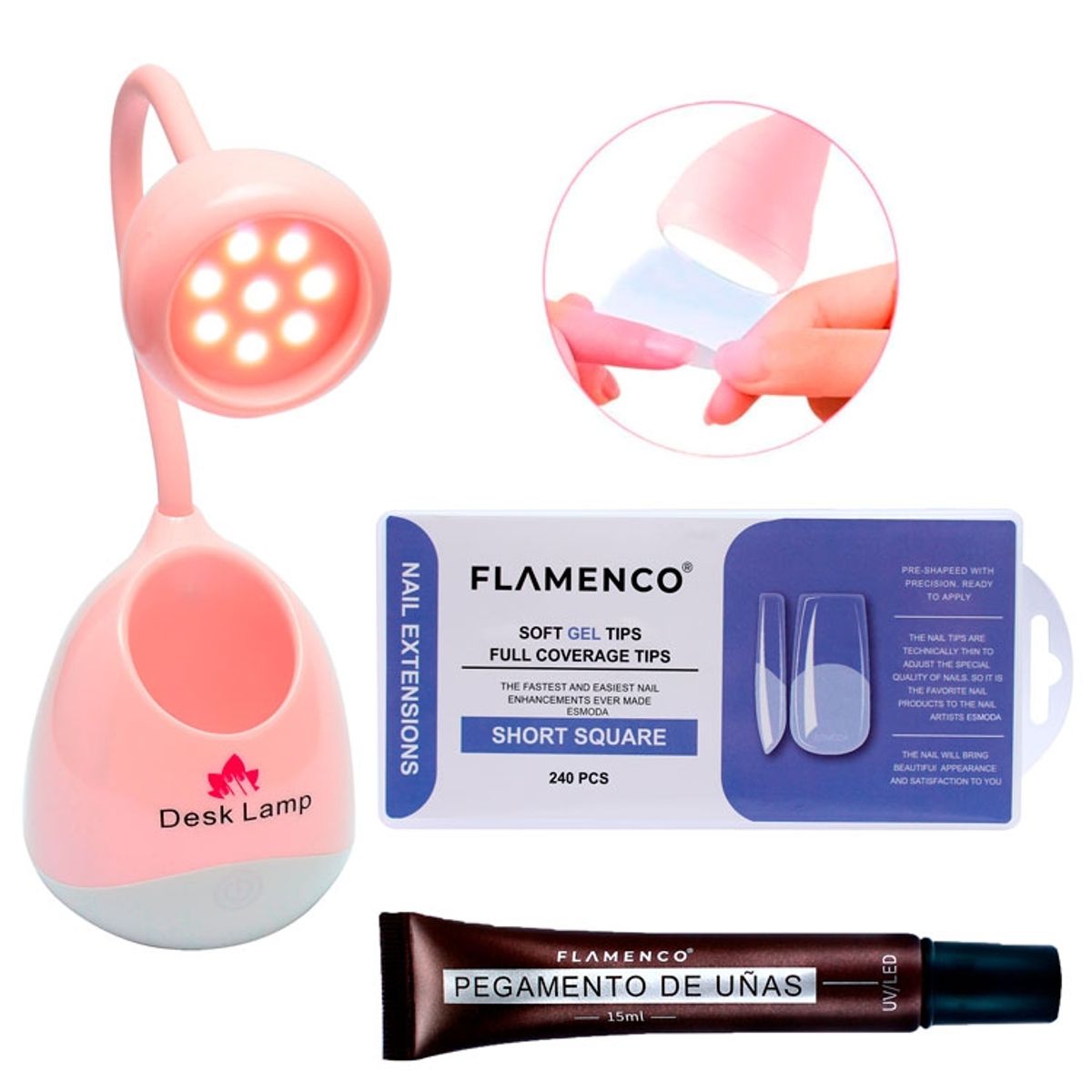 GENERICO - Kit Para Uñas Soft Gel Cuadrada Lampara Inalámbrica Led Uv